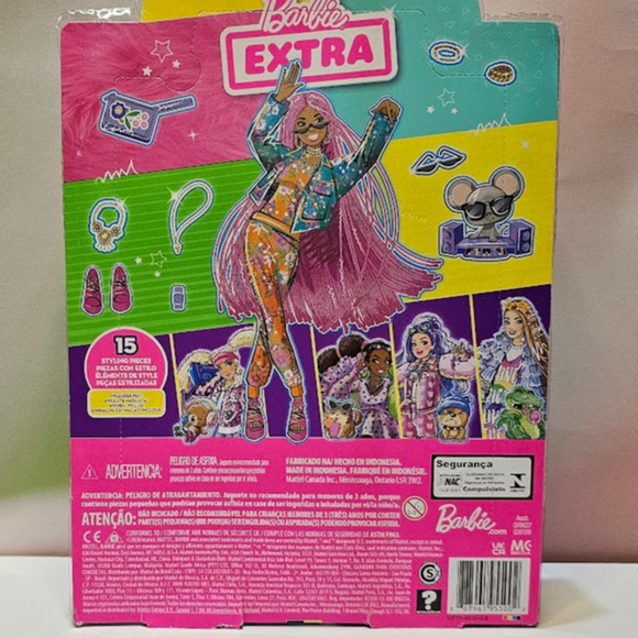 Barbie Extra Fashion Doll # 10 with Pink Braids Teal Floral Jacket   NWT - Picture 2 of 5